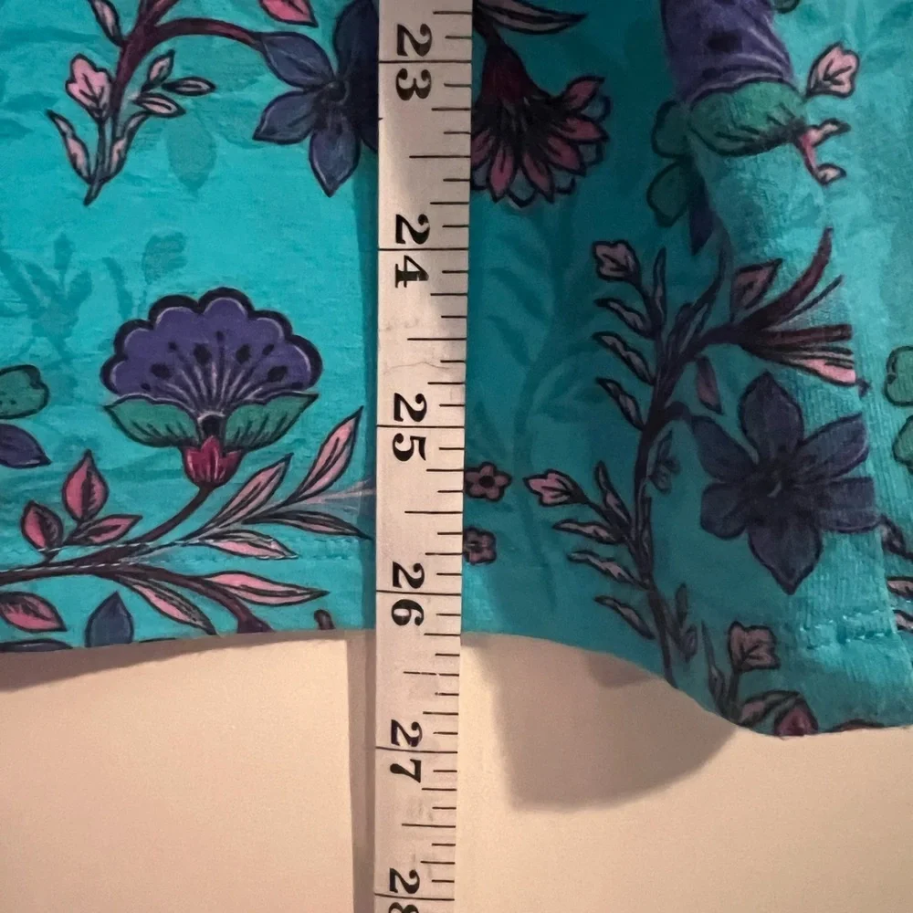 Talbots Blue 3/4 Sleeve Blouse with Floral Design - Picture 5 of 5